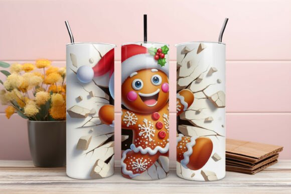 3D Christmas Gingerbread Tumbler Design