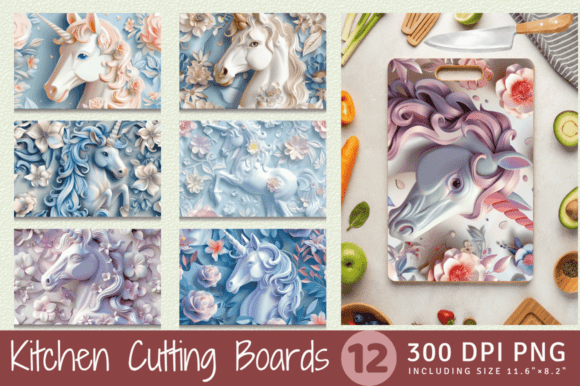3D Floral Unicorn Cutting Boards
