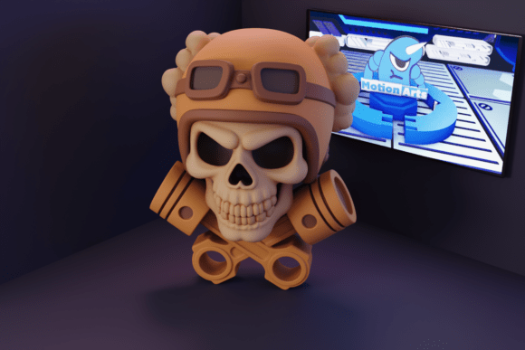 3D Skull with Piston: Merging Mechanical Grit with Artistic Attitude