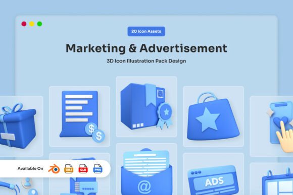 Advertising Campaign 3D Icon Set