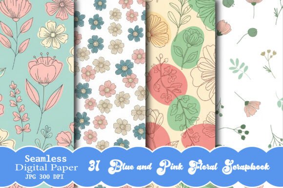 Blue and Pink Floral Scrapbook Paper: A Versatile Design Asset for Modern Creators
