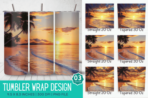 Bringing the Coastline Home with a 3D Pretty Beach Sunset Scenery Tumbler Design