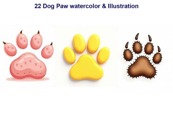 Dog Paw Watercolor Silhouette Vector Art