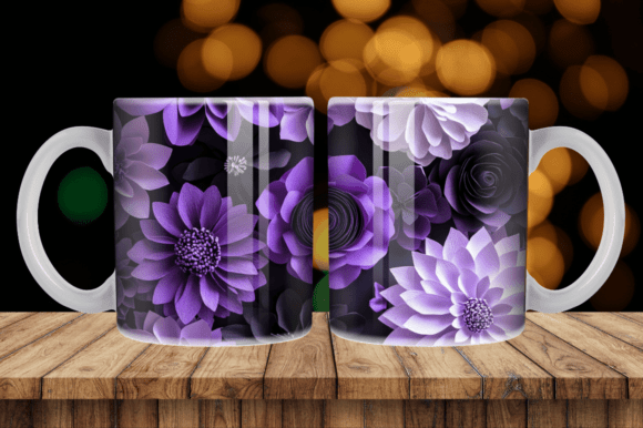 Elevate Your Brand with 3D Pink Purple Flowers Mug Tumbler