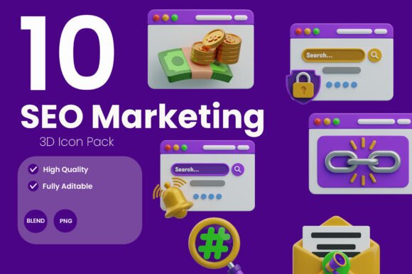 Elevating Digital Visuals with the SEO Marketing 3D Icon Pack
