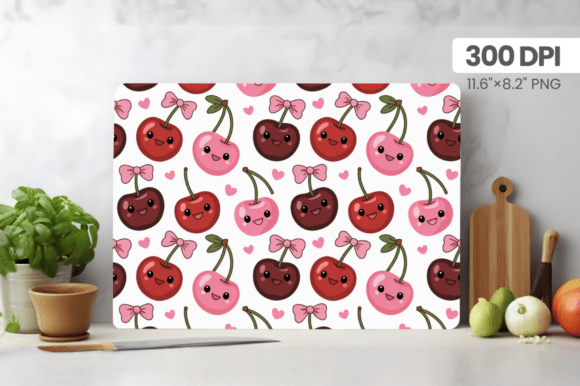 Elevating Kitchen Aesthetics and Print-on-Demand Offerings with the Valentine’s Day Cherry Bow Cutting Board Design