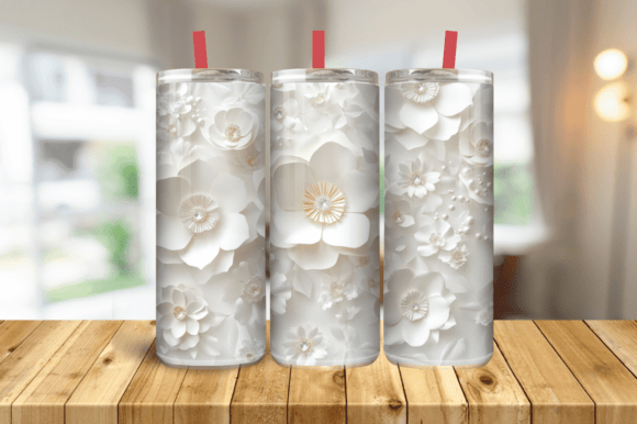 Elevating Sublimation Artistry: The Strategic Value of the 3D White Flowers 20 Oz Skinny Tumbler Design