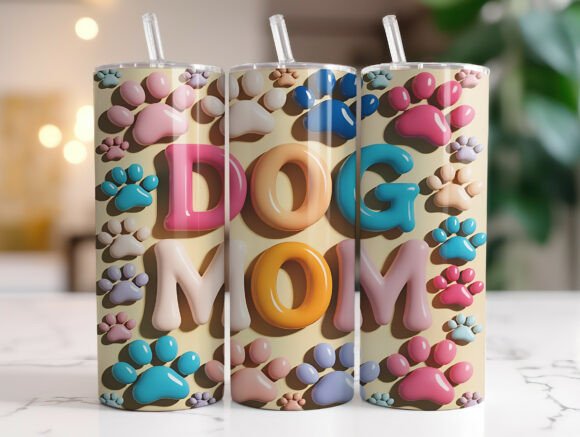 Elevating Sublimation Projects with the 3D Puff Dog Mom 20oz Tumbler Wrap Design