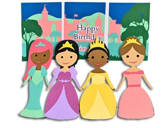 Enchanting 3D Princess Dolls Playset Card