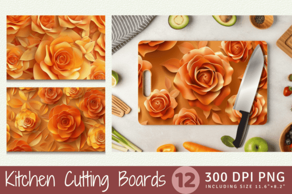 Enhancing Kitchen Aesthetics with Fall 3D Orange Roses Cutting Boards Subl Designs
