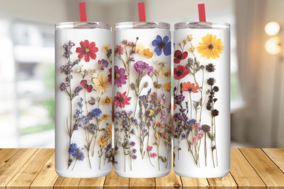 Field Flowers 20 Oz Skinny Tumbler Wrap