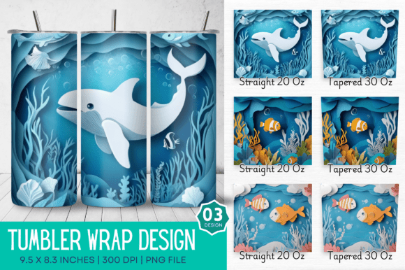 Free 3D Paper Cut Undersea Life Tumbler Design