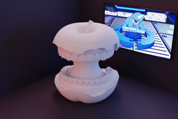 Integrating the Apple with Mouth and Teeth 3D Model into Creative Workflows