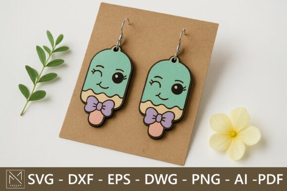 Kawaii Ice Cream Earrings SVG Guide