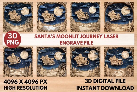 Santa’s Moonlit Journey Laser Engrave Fi