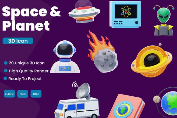 Space and Planet 3D Icon Pack: Elevating Digital Design with Cosmic Precision