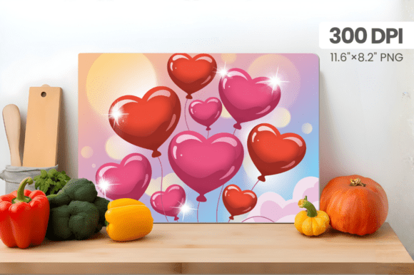 Valentine’s 3D Puff Hearts Cutting Board Design