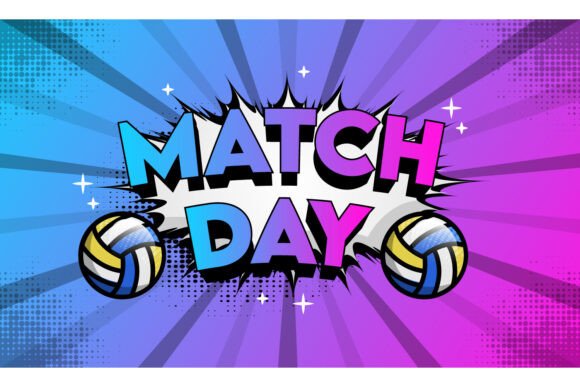 Volleyball Match Day 3D Cartoon Banner